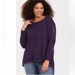 Torrid Pullover Lace Detailed Split Back Sweater